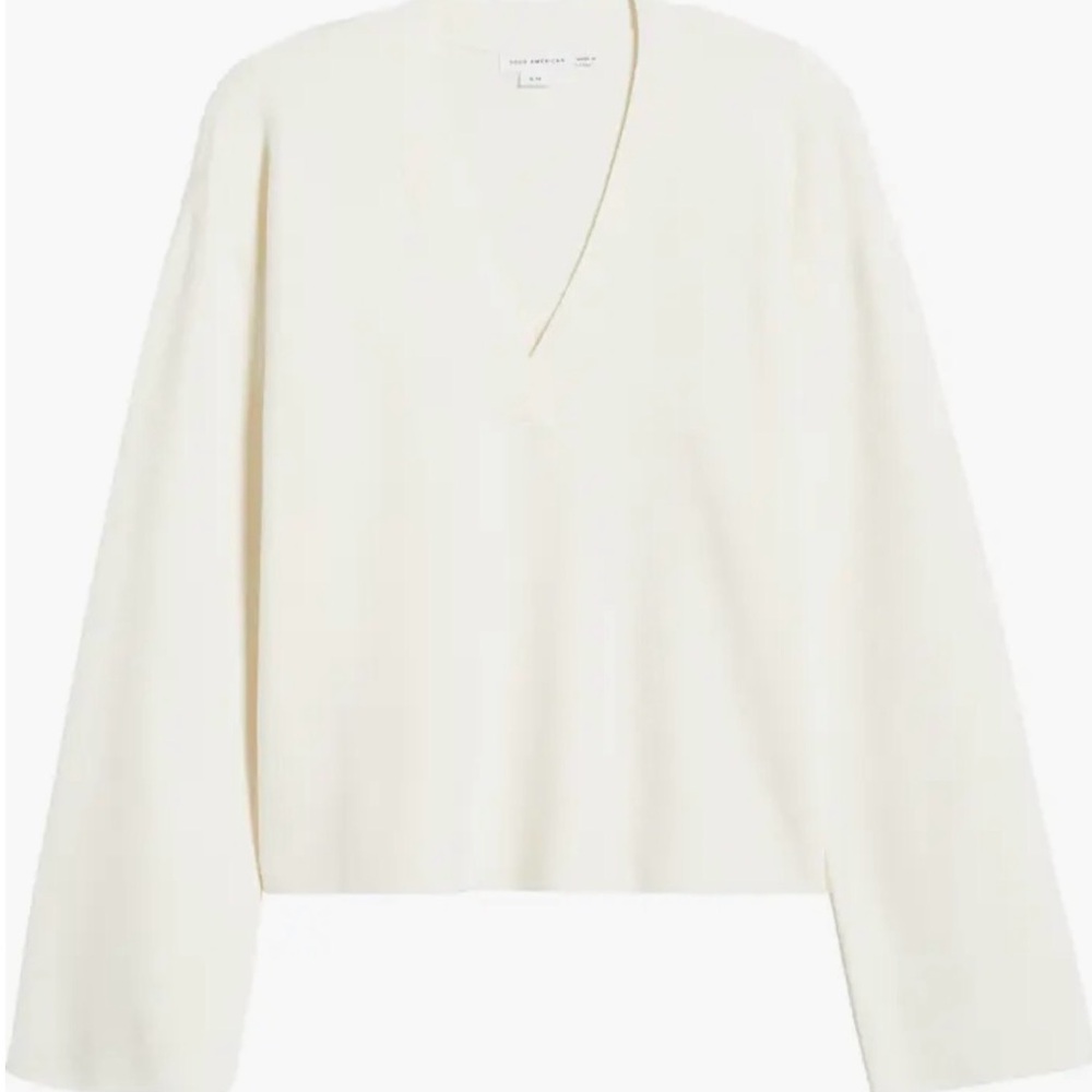 Good American Crème V-Neck Sweater
